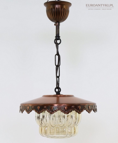 rustykalna lampa sufitowa retro vintage miedź szkło