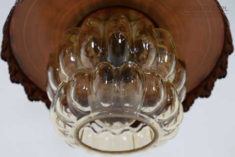 retro oświetlenie sufitowe miedź klosz miodowy