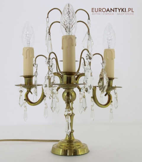 lampa stołowa retro z kryształami