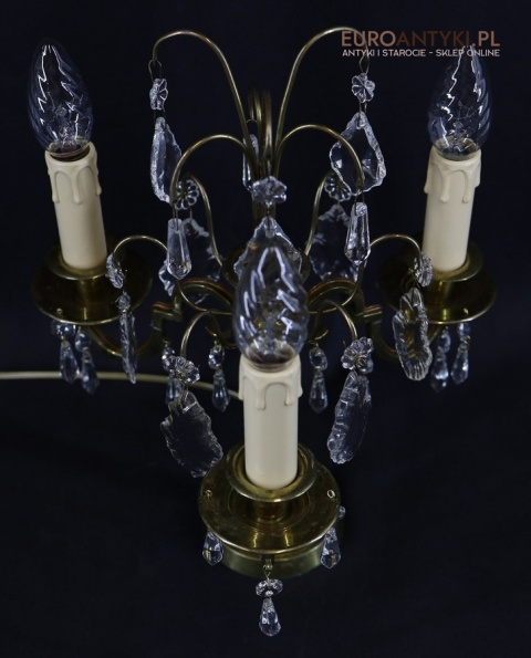 francuska lampa stołowa retro z kryształami