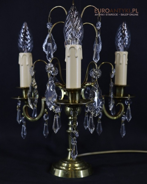 elegancka lampa stołowa vintage z kryształami