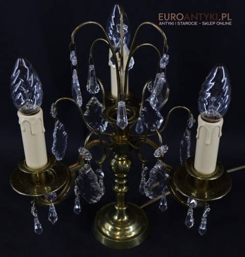 retro lampa stołowa z kryształami do salonu