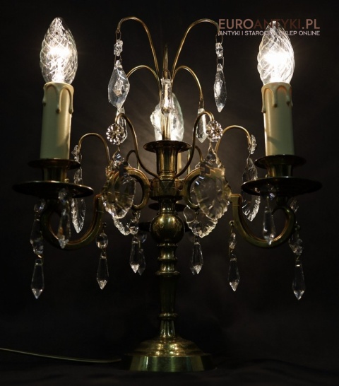 lampa stołowa klasyczna retro z kryształami