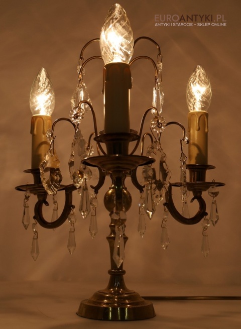 lampa stołowa z kryształami antyczna francja