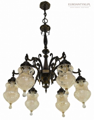 XXL! DUŻY! Monumentalny antyczny żyrandol w stylu gotyckim – lata 1930/40 – Austria