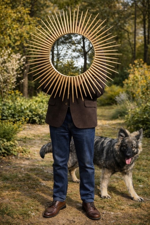 duże lustro sunburst metal retro