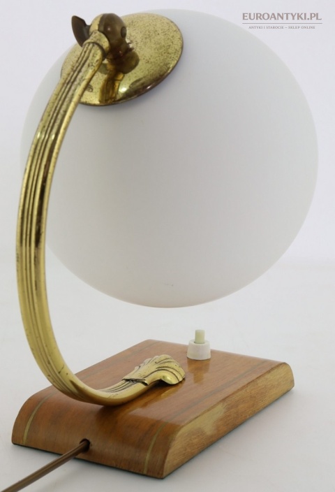 art deco lampka vintage z mosiężnym ramieniem