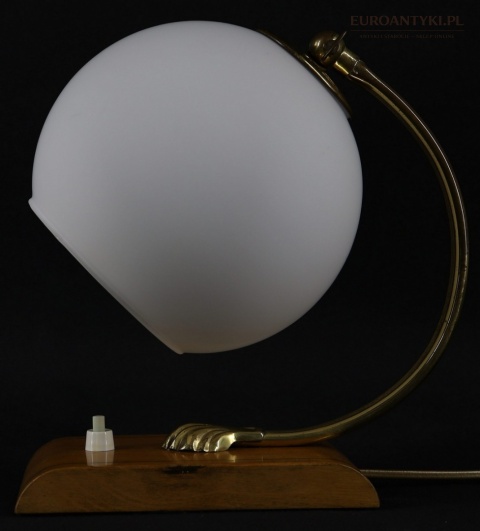 lampka z epoki art deco drewno mosiądz