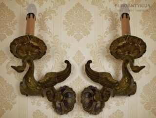 Antyczny kinkiet w stylu Empire Francja 1920–1930 – brąz, neo-klasycyzm. Lampy antyki.