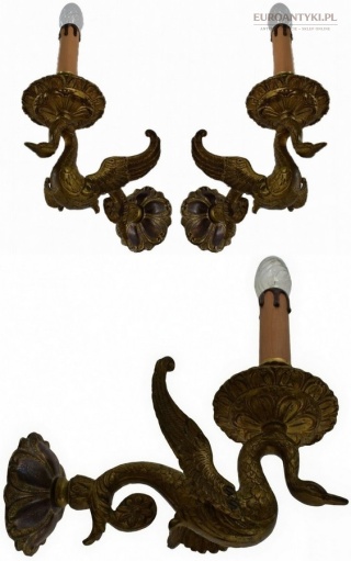 Antyczny kinkiet w stylu Empire Francja 1920–1930 – brąz, neo-klasycyzm. Lampy antyki.