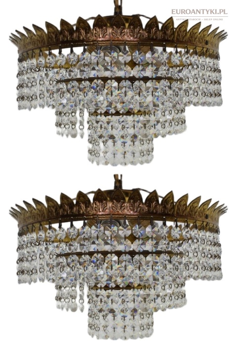 Antyczny mini żyrandol kryształowy Swarovski – pałacowe oświetlenie vintage z Austrii