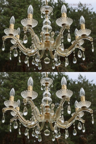 Duży żyrandol Maria Teresa z kryształami - styl vintage, lata 70.