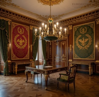 XL! Duży antyczny żyrandol Empire – 16 żarówek – 8 ramion – Francja poł. XX w.