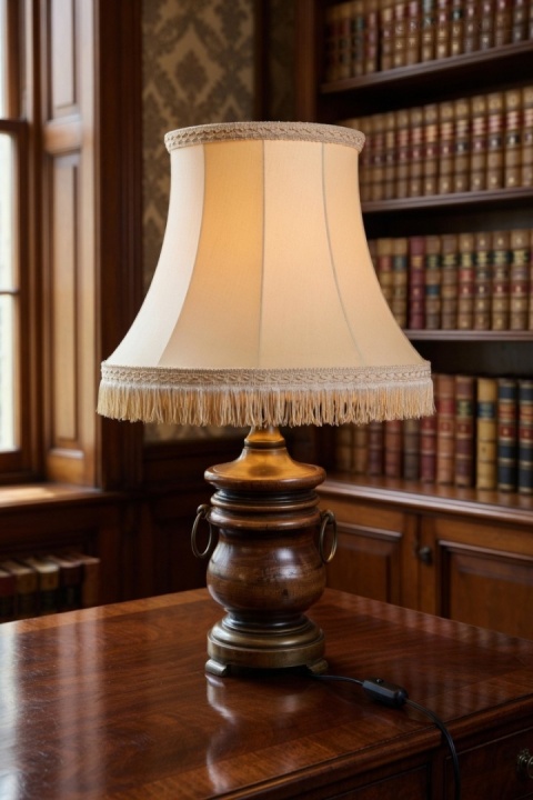 duża retro lampa z abażurem