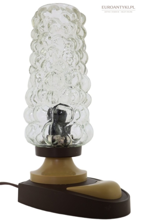 Lampka stołowa vintage PRL retro szkło strukturalne lata 70 – design europejski