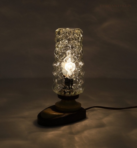 Lampka stołowa vintage PRL retro szkło strukturalne lata 70 – design europejski