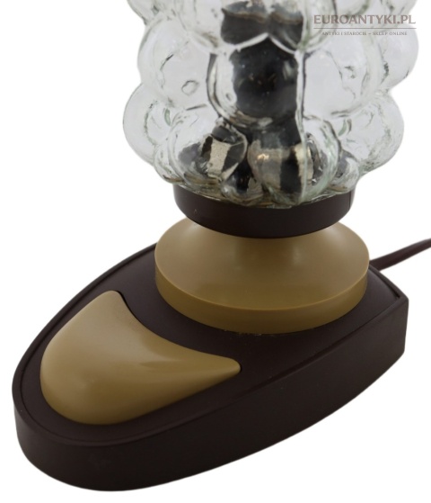 Lampka stołowa vintage PRL retro szkło strukturalne lata 70 – design europejski