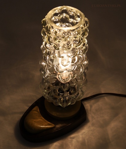 Lampka stołowa vintage PRL retro szkło strukturalne lata 70 – design europejski