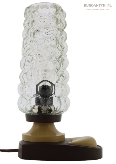 Lampka stołowa vintage PRL retro szkło strukturalne lata 70 – design europejski