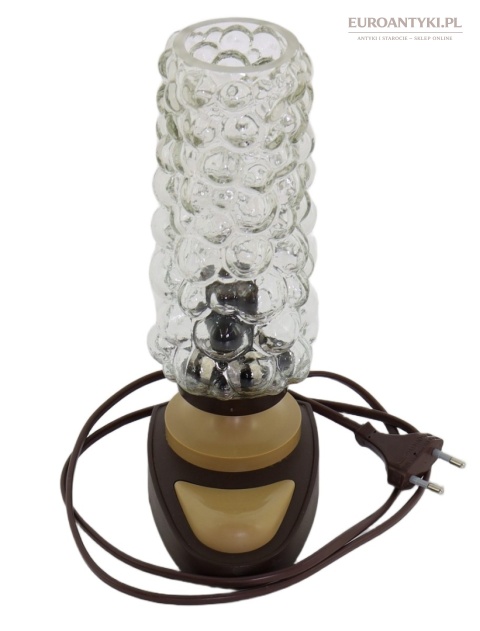 Lampka stołowa vintage PRL retro szkło strukturalne lata 70 – design europejski