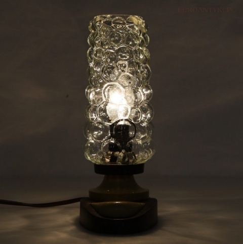 Lampka stołowa vintage PRL retro szkło strukturalne lata 70 – design europejski