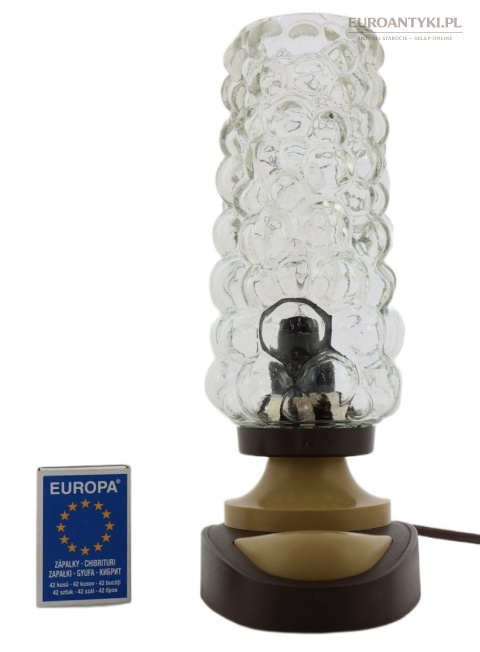 Lampka stołowa vintage PRL retro szkło strukturalne lata 70 – design europejski