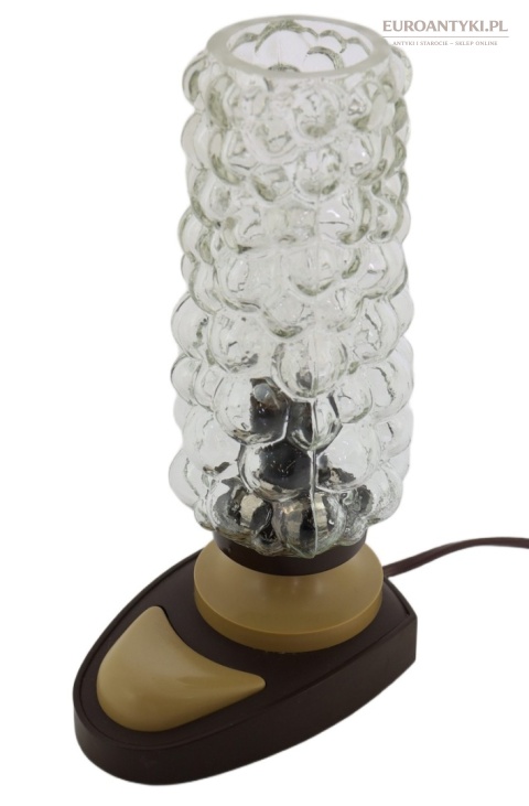 Lampka stołowa vintage PRL retro szkło strukturalne lata 70 – design europejski