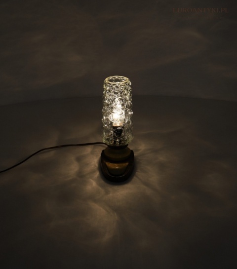 Lampka stołowa vintage PRL retro szkło strukturalne lata 70 – design europejski