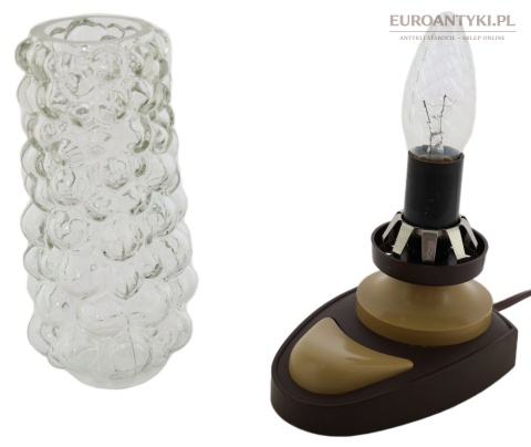 Lampka stołowa vintage PRL retro szkło strukturalne lata 70 – design europejski