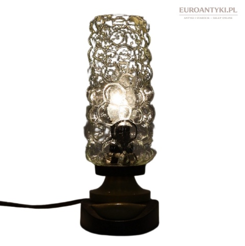 Lampka stołowa vintage PRL retro szkło strukturalne lata 70 – design europejski
