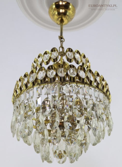 Plafon kryształowy vintage mosiężny lata 50-60