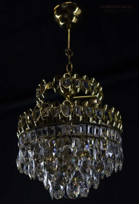 Plafon mosiężny z kryształami tear drop kompletny
