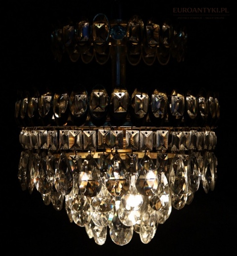 Plafon antyczny kryształowy lata 60 mosiądz