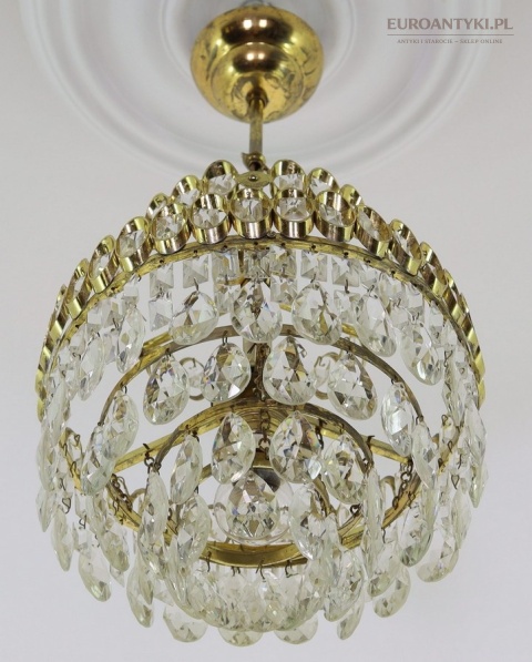 Mosiężny żyrandol plafonowy z magicznych kryształów
