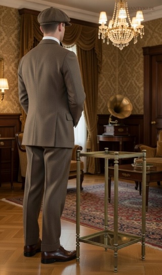 Mosiężny stolik kolumnowy / etażerka vintage – Francja, lata 60. XX wieku