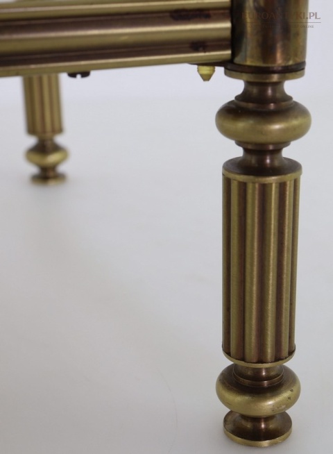 Stolik boczny francuski polerowany mosiądz szkło