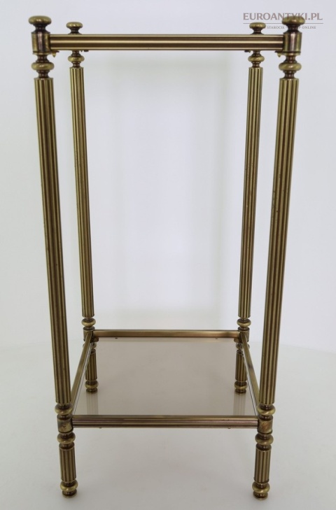 Hollywood Regency side table brass and smoked glass