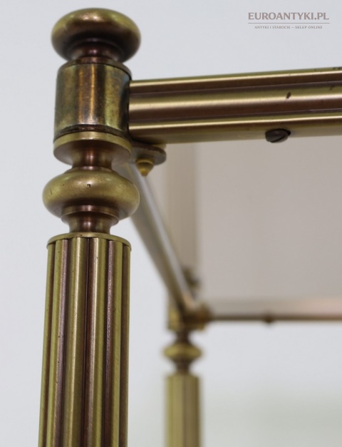 Vintage brass etagere France 1960s smoked glass shelves