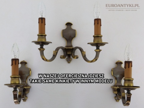 Para kinkietów vintage – ciemnobrązowe i złote, lata 60–70, styl modern classic