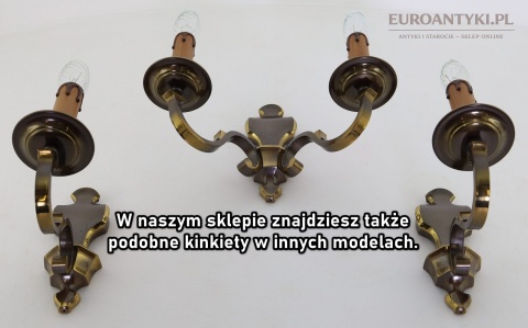 Para kinkietów vintage – ciemnobrązowe i złote, lata 60–70, styl modern classic