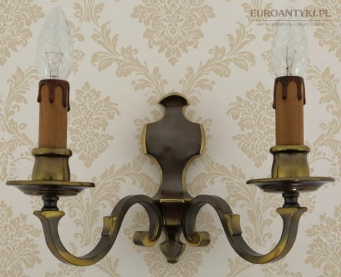 dwuramienny kinkiet mosiężny retro