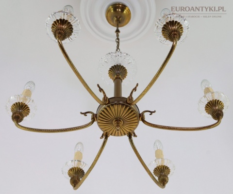 klasyczny antyczny żyrandol mosiężny