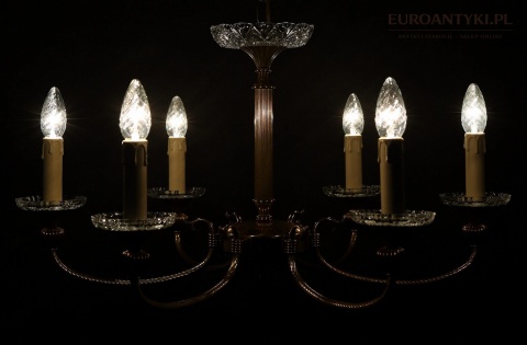 vintage żyrandol mosiężny 6 ramion