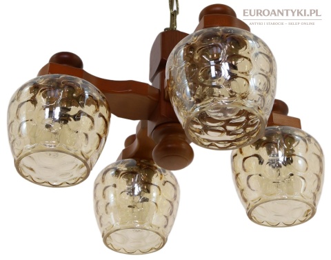 vintage lampa sufitowa z drewna