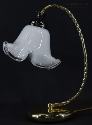 Stylowa lampka stołowa Massive z końca XX wieku – florystyczny szklany klosz