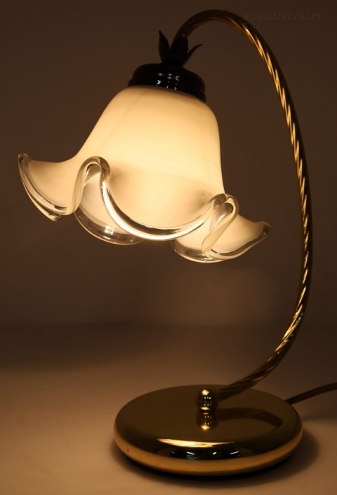 starodawna dekoracyjna lampa stołowa mosiądz i szkło