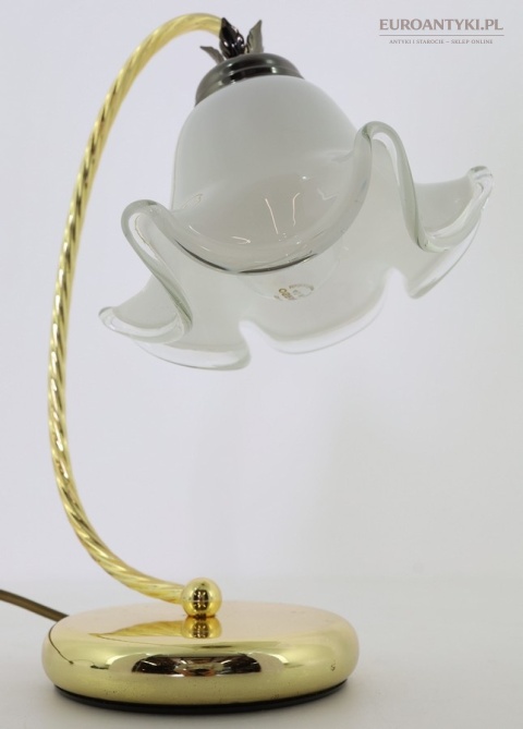 retro dekoracyjna lampa stołowa mosiądz i szkło