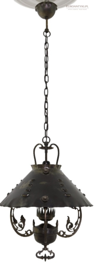 Antyczna lampa wisząca Kaiser Leuchten vintage z patyną Francja