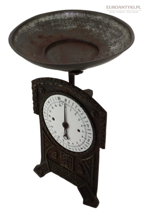 art deco antyczna waga z talerzem metalowym