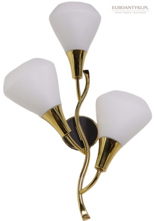 Klasyczny kinkiet mosiężny mid century modern - lampa ścienna w formie kwiatu